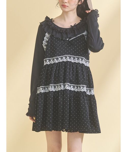 merry jenny(メリージェニー)の「dotベビードール(ワンピース・レディース・ブラック/アイボリー・FREE)」の1枚目の写真