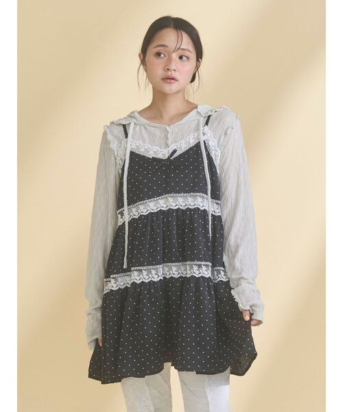 merry jenny(メリージェニー)の「dotベビードール(ワンピース・レディース・ブラック/アイボリー・FREE)」の4枚目の写真