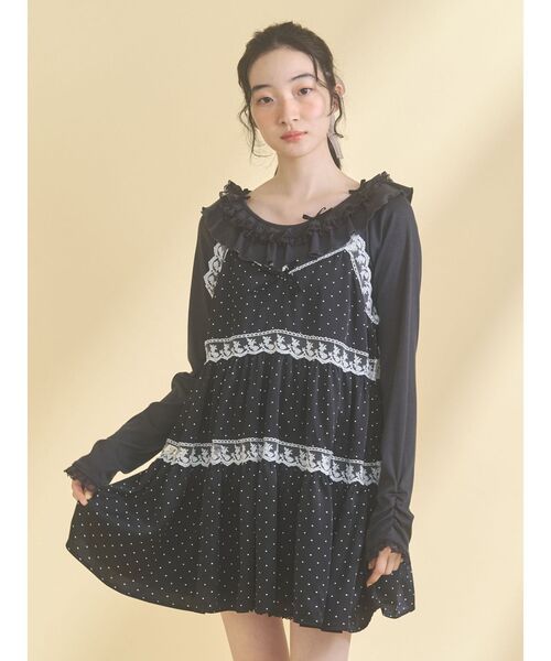 merry jenny(メリージェニー)の「dotベビードール(ワンピース・レディース・ブラック/アイボリー・FREE)」の10枚目の写真