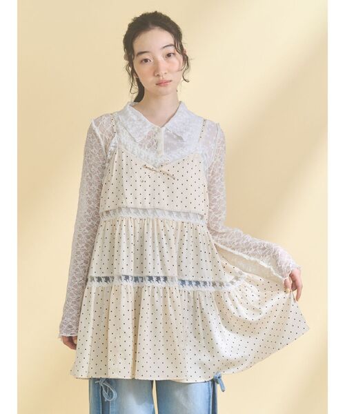 美品⭐︎and per seアンパスィ　ベストワンピースＬマスターバニー白ベージュ セール】dotベビードール（ワンピース）｜merry jenny（メリージェニー