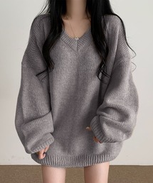 オーバーサイズ」に該当するレディースのニット/セーター（グレー/灰色