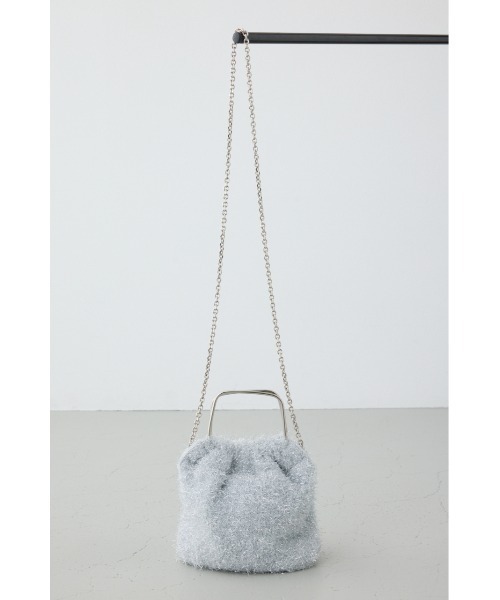 AZUL by moussy(アズールバイマウジー)の「ラメシャギーメタルハンドルバッグ【着用画像あり】(ショルダーバッグ・レディース・ブラック/シルバー・FREE)」の6枚目の写真