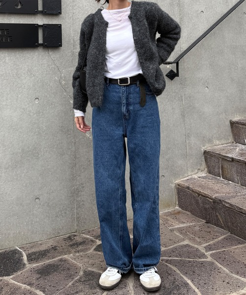 ISOOK（アイスー）の「ウールブレンドシャギーニットカーディガン(eri. select) / セーター 羽織り 長袖 Vネック オフィス 無地 クリーム チャコール（カーディガン/ボレロ・レディース・チャコール/クリーム・FREE）」の5枚目の写真