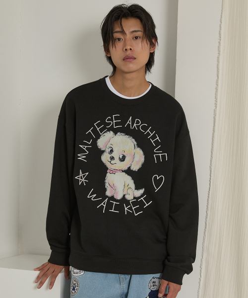 WaiKei（ワイケイ）の「ドローイングマルチーズ スウェット ブラック（スウェット・レディース・その他・1/2）」の2枚目の写真
