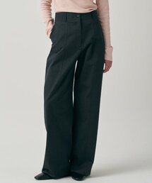 コットンラウンドステッチパンツ - グレー