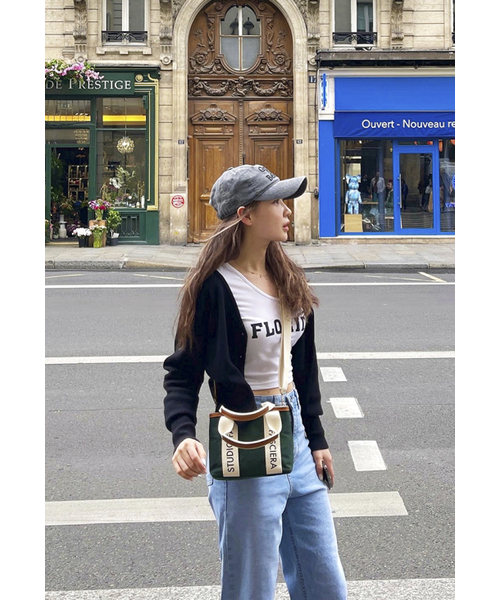 FASCIERA(ファシエラ)の「レタリングキャンバスミニバッグ_バルカン05(メッセンジャーバッグ・レディース・ダークグリーン/ダークネイビー/ダークオレンジ・FREE)」の4枚目の写真