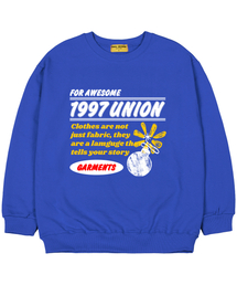 [キモ]ビンテージブームオーバーサイズスウェットTシャツブルー