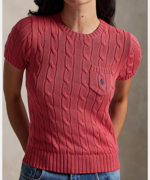 ケーブルニット コットン ショートスリーブ セーター（ニット/セーター