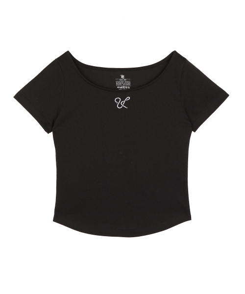 ULUK(ユルク)の「シグニチャーベーシッククロップ半袖Tシャツ_ブラック(Tシャツ/カットソー・レディース・ブラック・FREE)」の1枚目の写真