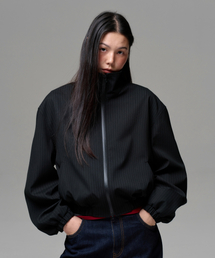ERA（エラ）の「UNISEX PINSTRIPE HIGHNECK ZIP-UP BLOUSON - BLACK（その他アウター）」