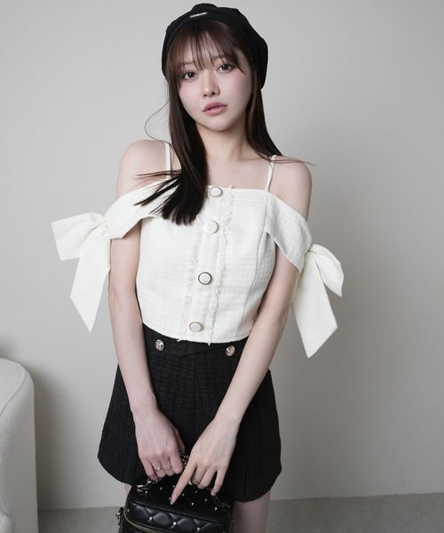 LIPSERVICE（リップサービス）の「サイドリボンオフショルトップス（Tシャツ/カットソー・レディース・ブラック/ピンク/アイボリー/その他1/ブルー・FREE）」の11枚目の写真