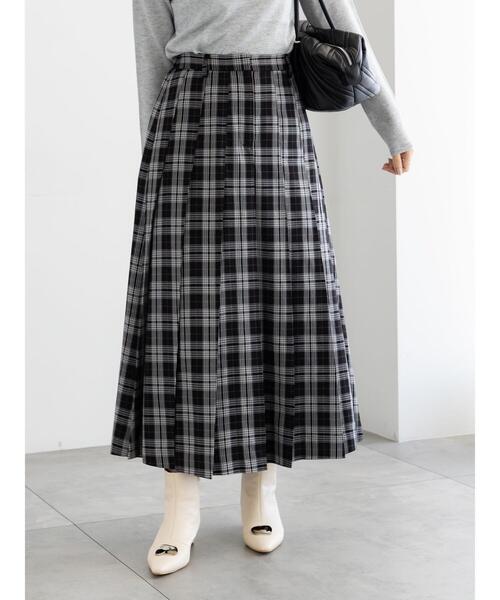Te chichi(テチチ)の「チェックアソートロングプリーツスカート(スカート・レディース・グレー/ネイビー/オレンジ/オフホワイト・F)」の1枚目の写真