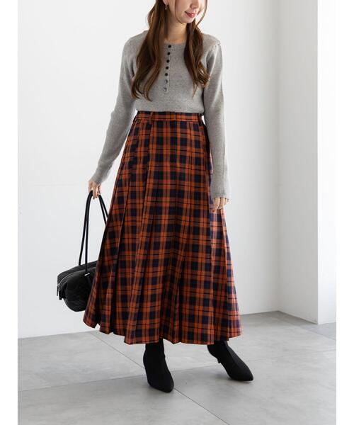 Te chichi(テチチ)の「チェックアソートロングプリーツスカート(スカート・レディース・グレー/ネイビー/オレンジ/オフホワイト・F)」の11枚目の写真