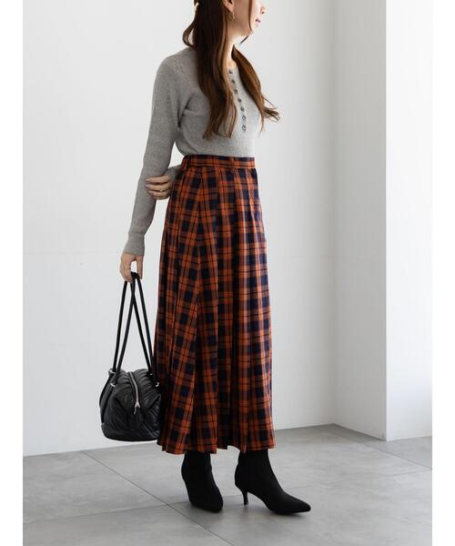 Te chichi(テチチ)の「チェックアソートロングプリーツスカート(スカート・レディース・グレー/ネイビー/オレンジ/オフホワイト・F)」の12枚目の写真
