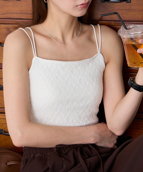 BONLECILL（ボンルシール）の「カップ付き総レースキャミソール（キャミソール・レディース・アイボリー/ブラック・S/M/L）」の4枚目の写真