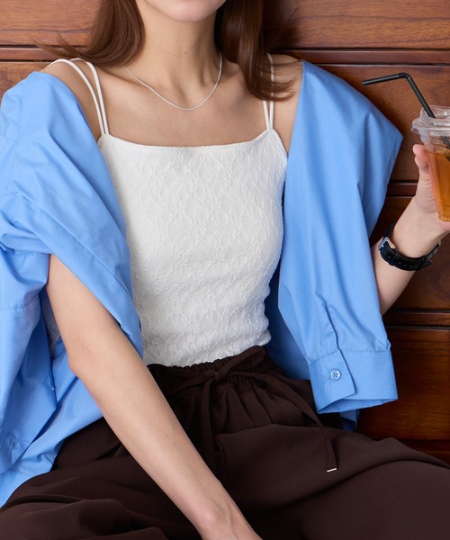 BONLECILL（ボンルシール）の「カップ付き総レースキャミソール（キャミソール・レディース・アイボリー/ブラック・S/M/L）」の10枚目の写真