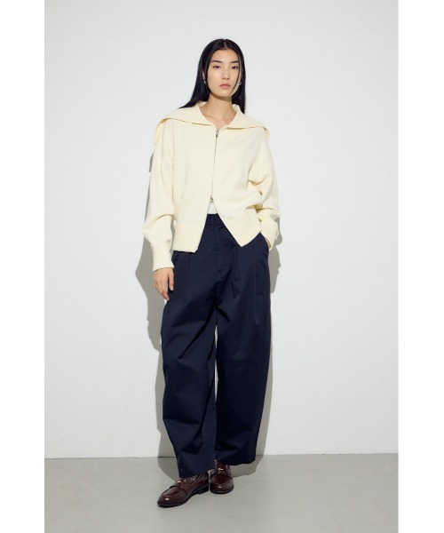 AZUL by moussy(アズールバイマウジー)の「ダブルジップビッグカラーニット(ニット/セーター・レディース・杢グレー/アイボリー/ブラック・FREE)」の7枚目の写真