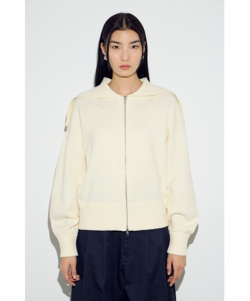 AZUL by moussy(アズールバイマウジー)の「ダブルジップビッグカラーニット(ニット/セーター・レディース・杢グレー/アイボリー/ブラック・FREE)」の8枚目の写真