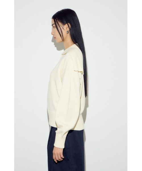 AZUL by moussy(アズールバイマウジー)の「ダブルジップビッグカラーニット(ニット/セーター・レディース・杢グレー/アイボリー/ブラック・FREE)」の9枚目の写真