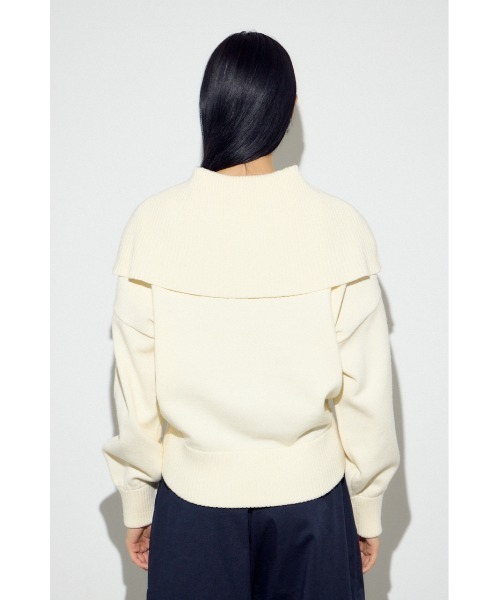 AZUL by moussy(アズールバイマウジー)の「ダブルジップビッグカラーニット(ニット/セーター・レディース・杢グレー/アイボリー/ブラック・FREE)」の10枚目の写真