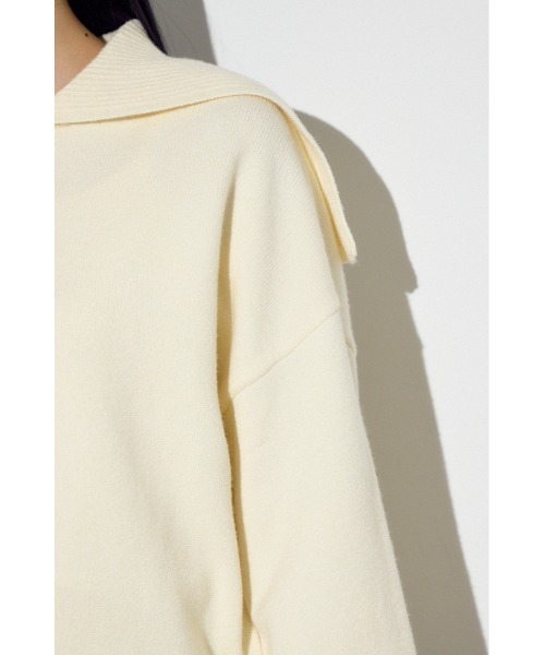AZUL by moussy(アズールバイマウジー)の「ダブルジップビッグカラーニット(ニット/セーター・レディース・杢グレー/アイボリー/ブラック・FREE)」の12枚目の写真