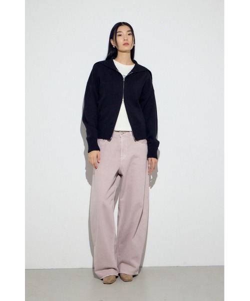 AZUL by moussy(アズールバイマウジー)の「ダブルジップビッグカラーニット(ニット/セーター・レディース・杢グレー/アイボリー/ブラック・FREE)」の19枚目の写真