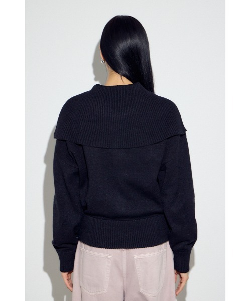 AZUL by moussy(アズールバイマウジー)の「ダブルジップビッグカラーニット(ニット/セーター・レディース・杢グレー/アイボリー/ブラック・FREE)」の22枚目の写真
