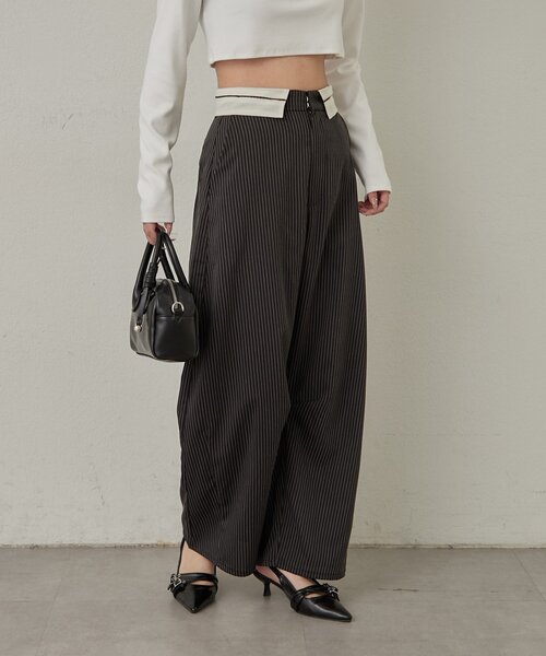 mline（エムライン）の「[mline]フラップウエスト スラックス（その他パンツ・レディース・ブラック/グレー・1/2）」の4枚目の写真