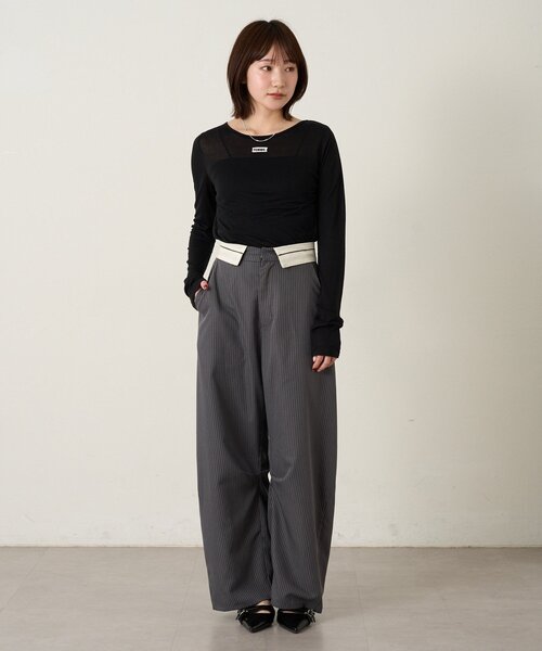 mline（エムライン）の「[mline]フラップウエスト スラックス（その他パンツ・レディース・ブラック/グレー・1/2）」の9枚目の写真