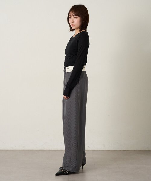 mline（エムライン）の「[mline]フラップウエスト スラックス（その他パンツ・レディース・ブラック/グレー・1/2）」の10枚目の写真
