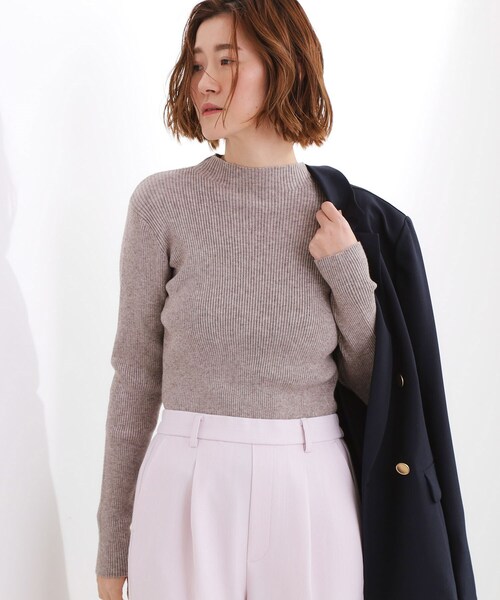 grove(グローブ)の「◆ベーシックリブニットプルオーバー(ニット/セーター・レディース・オフホワイト/チャコールグレー/ブルー/ホワイト系5/ベージュ・01/02/03/04/05)」の4枚目の写真