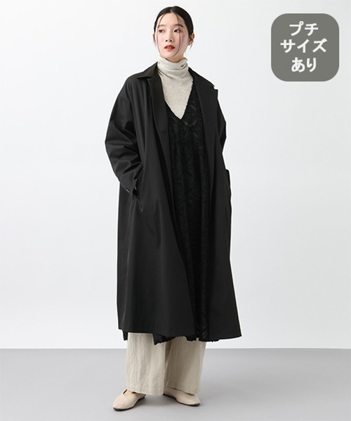 studio CLIP（スタディオクリップ）の「《natural by clip》ロングライトコート[プチサイズあり]（チェスターコート・レディース・ベージュ/ブラック・PF/FREE）」の2枚目の写真