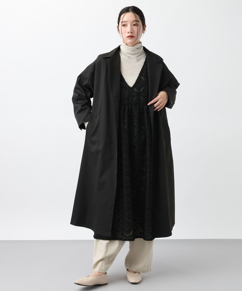 studio CLIP（スタディオクリップ）の「《natural by clip》ロングライトコート[プチサイズあり]（チェスターコート・レディース・ベージュ/ブラック・PF/FREE）」の8枚目の写真