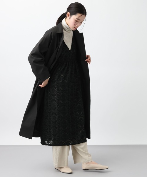 studio CLIP（スタディオクリップ）の「《natural by clip》ロングライトコート[プチサイズあり]（チェスターコート・レディース・ベージュ/ブラック・PF/FREE）」の9枚目の写真