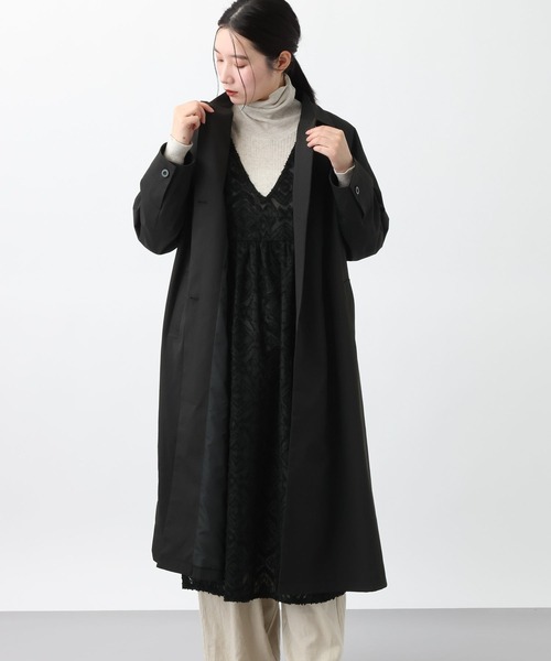 studio CLIP（スタディオクリップ）の「《natural by clip》ロングライトコート[プチサイズあり]（チェスターコート・レディース・ベージュ/ブラック・PF/FREE）」の3枚目の写真