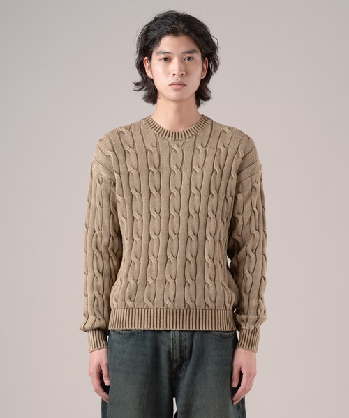 Levi's(リーバイス)の「Levi's/リーバイス カーメルケーブルクルーセーター(ニット/セーター・メンズ・ブラウン・XL/L/M/S)」の1枚目の写真