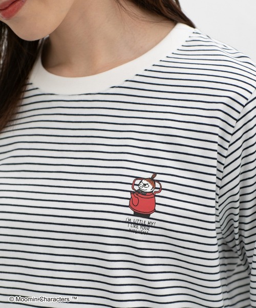 Honeys(ハニーズ)の「ムーミン/長袖Tシャツ(Tシャツ/カットソー・レディース・ホワイト×ピンク/ライトブルー/オフホワイト/スミクロ/ホワイト×ネイビー・M/LL/S/L)」の2枚目の写真