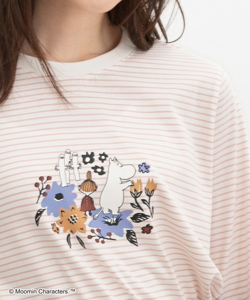 Honeys(ハニーズ)の「ムーミン/長袖Tシャツ(Tシャツ/カットソー・レディース・ホワイト×ピンク/ライトブルー/オフホワイト/スミクロ/ホワイト×ネイビー・M/LL/S/L)」の3枚目の写真