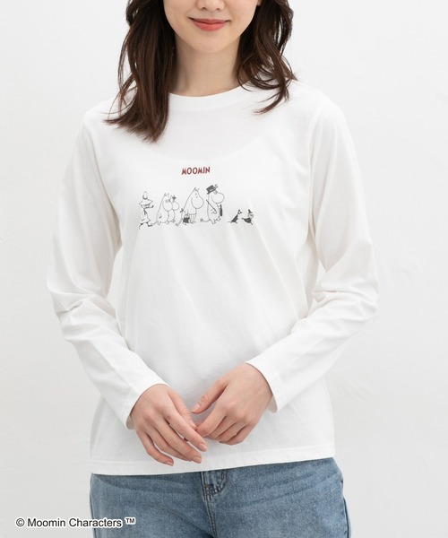 Honeys(ハニーズ)の「ムーミン/長袖Tシャツ(Tシャツ/カットソー・レディース・ホワイト×ピンク/ライトブルー/オフホワイト/スミクロ/ホワイト×ネイビー・M/LL/S/L)」の9枚目の写真