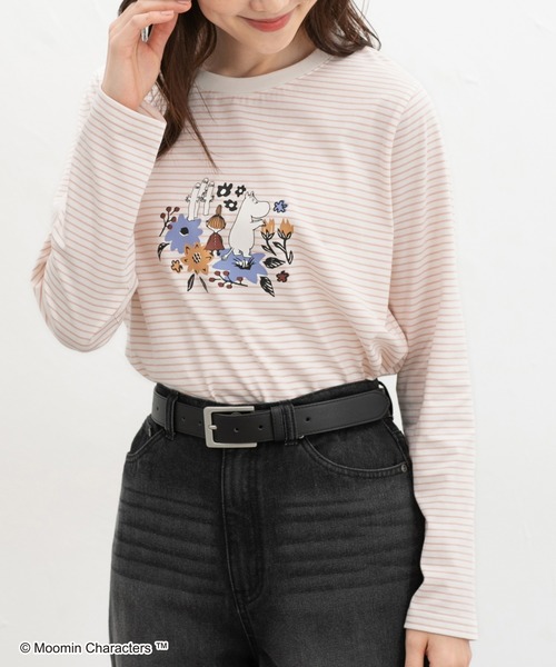 Honeys(ハニーズ)の「ムーミン/長袖Tシャツ(Tシャツ/カットソー・レディース・ホワイト×ピンク/ライトブルー/オフホワイト/スミクロ/ホワイト×ネイビー・M/LL/S/L)」の21枚目の写真