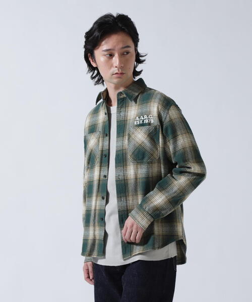 AVIREX（アヴィレックス）の「《A.A.R.C》OMBRE CHECK EMB SHIRT / エアレーシングクラブ オンブレチェック エンブロイダリー シャツ / AVIREX / アヴィレックス（シャツ/ブラウス・メンズ・モスグリーン/チャコールグレー/その他・2XL/L/M/XL）」の6枚目の写真