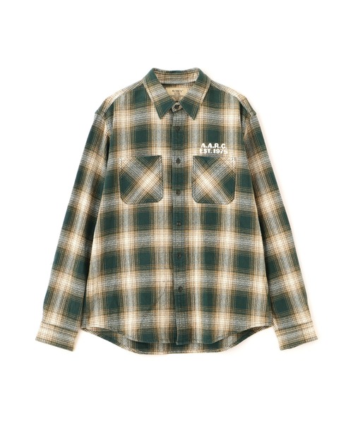 AVIREX（アヴィレックス）の「《A.A.R.C》OMBRE CHECK EMB SHIRT / エアレーシングクラブ オンブレチェック エンブロイダリー シャツ / AVIREX / アヴィレックス（シャツ/ブラウス・メンズ・モスグリーン/チャコールグレー/その他・2XL/L/M/XL）」の2枚目の写真