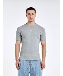 Irregular logo embroidery t-shirt - GREY