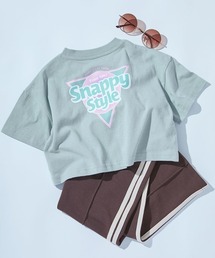 devirock（デビロック）の「綿100% デビラボ ガールズ クロップド丈 プリント半袖Tシャツ（Tシャツ/カットソー）」