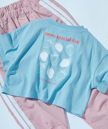 devirock（デビロック）の「綿100% デビラボ ガールズ クロップド丈 プリント半袖Tシャツ（Tシャツ/カットソー）」