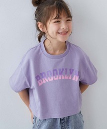 devirock（デビロック）の「綿100% デビラボ ガールズ クロップド丈 プリント半袖Tシャツ（Tシャツ/カットソー）」