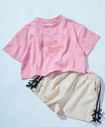 devirock（デビロック）の「綿100% デビラボ ガールズ クロップド丈 プリント半袖Tシャツ（Tシャツ/カットソー）」
