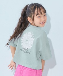 devirock（デビロック）の「綿100% デビラボ ガールズ クロップド丈 プリント半袖Tシャツ（Tシャツ/カットソー）」