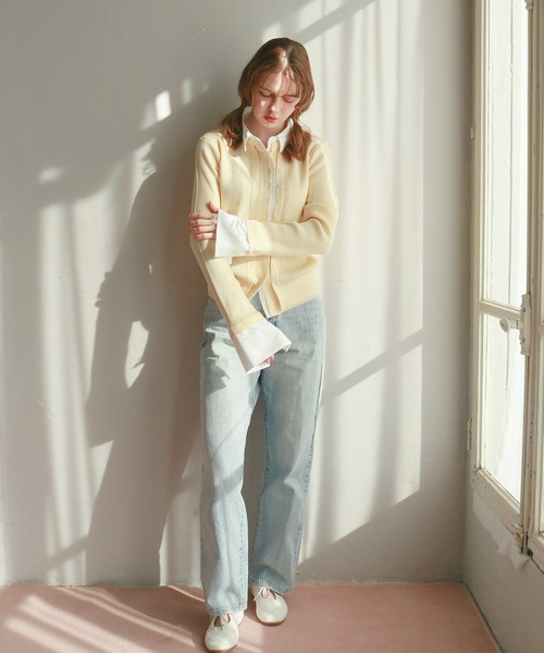 mic by Olu.（ミックバイオルドット）の「シャツドッキングカーディガン（カーディガン/ボレロ・レディース・イエロー/グレー・FREE）」の11枚目の写真