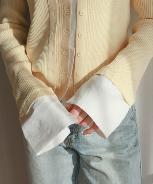 mic by Olu.（ミックバイオルドット）の「シャツドッキングカーディガン（カーディガン/ボレロ・レディース・イエロー/グレー・FREE）」の14枚目の写真